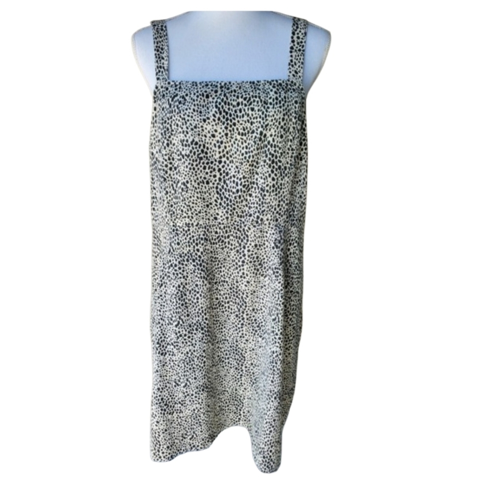 American Eagle Womens Cream  Black Sleeveless Animal Print Midi Dress XL Long